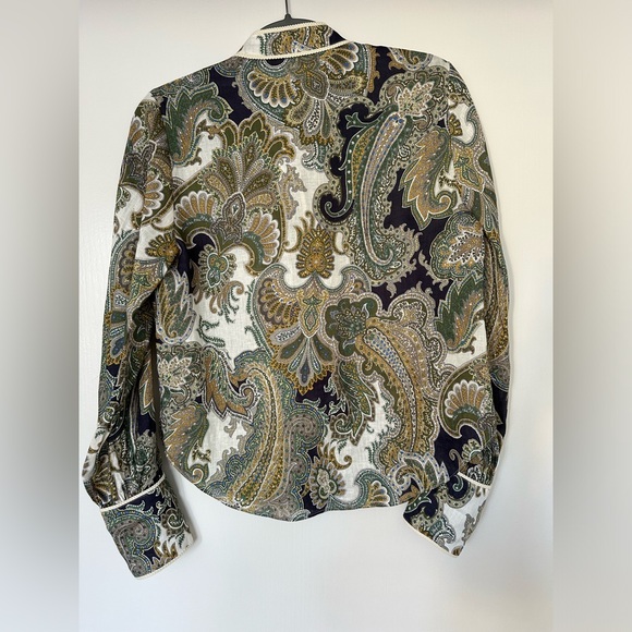 Veronica Beard Thorp Blouse in Army Multi - Picture 8 of 12